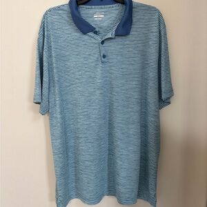 bcg Light Blue Striped Men's Polo with Navy Collar